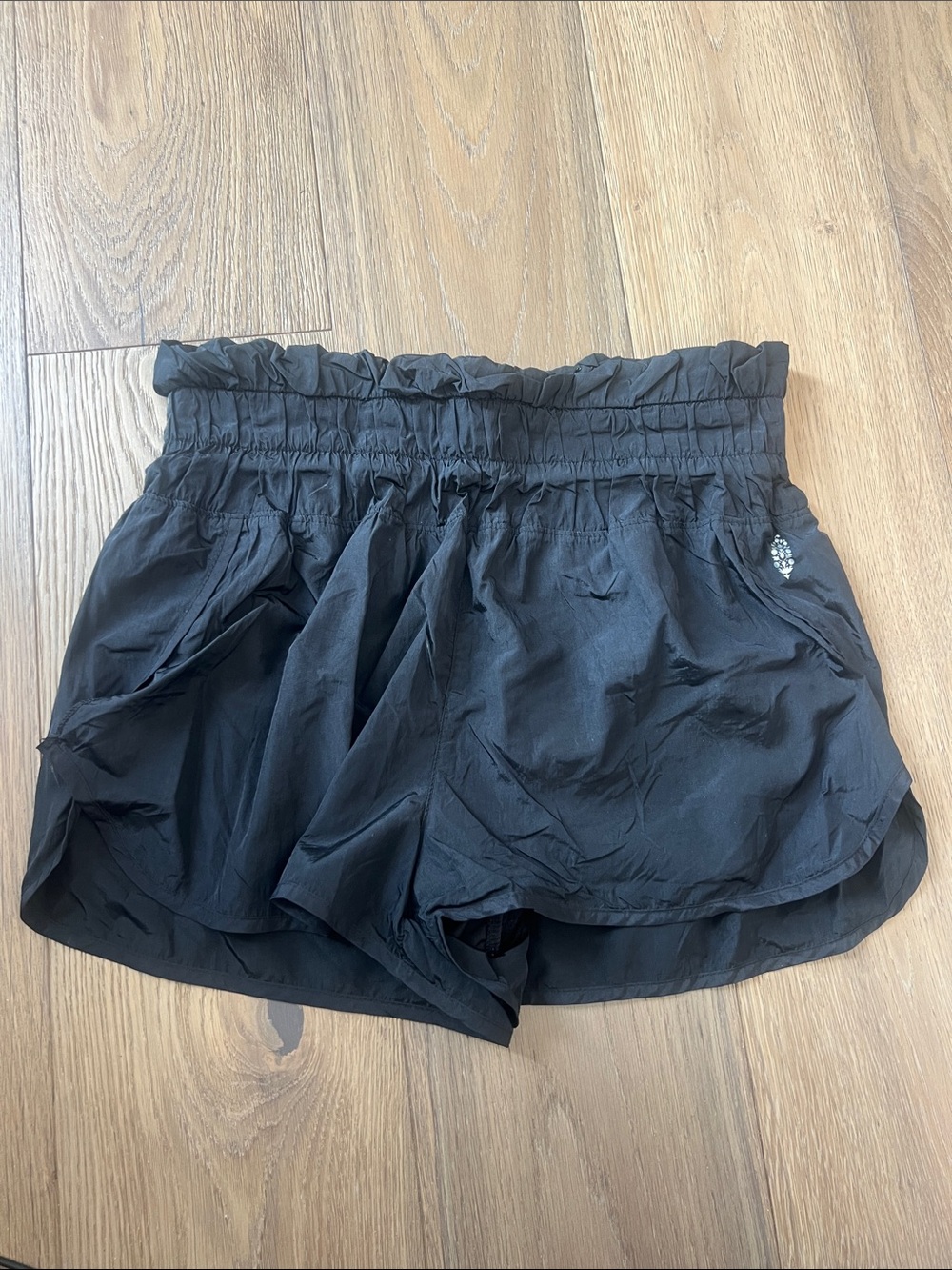 FP Movement by Free People Black Smocked Waist Athletic Shorts